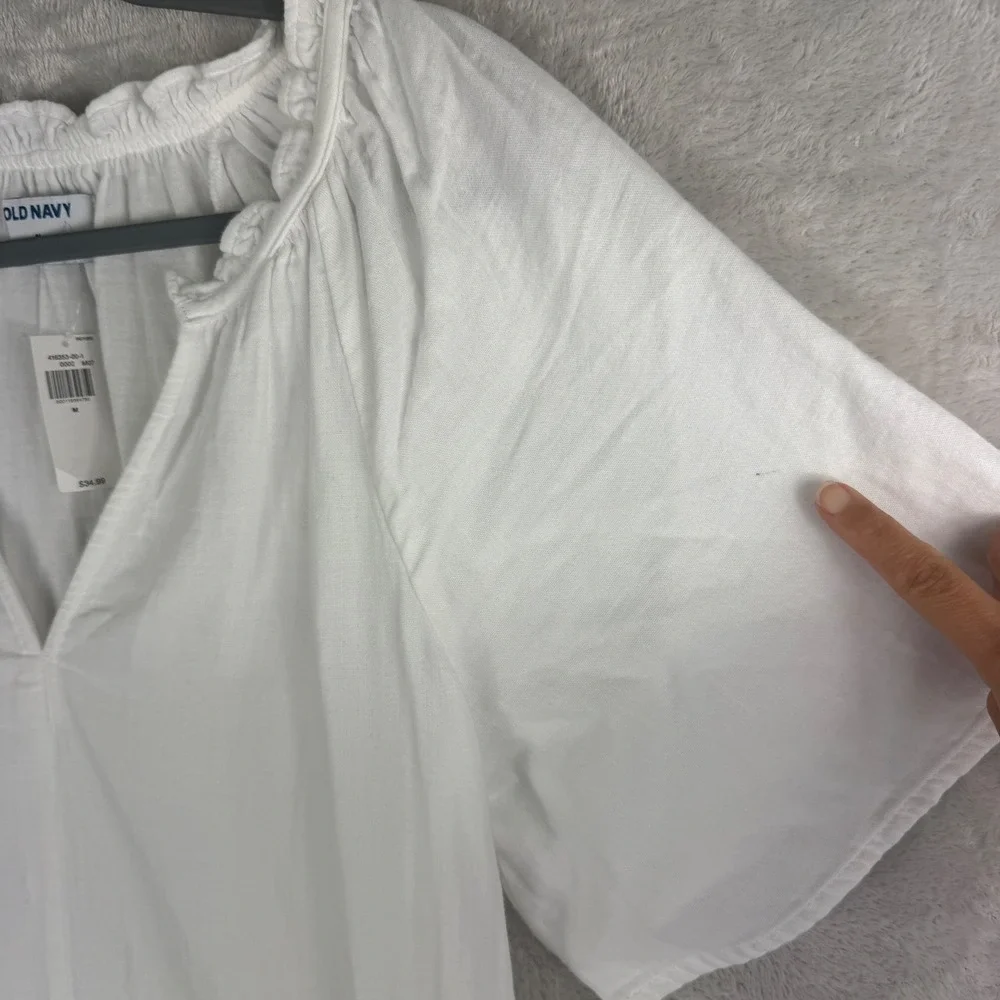 Old Navy Cotton Gauze white mini dress Sz M oversized vacation resort NEW - Picture 5 of 15